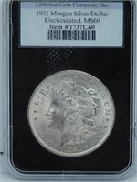 1921 Morgan Silver Dollar Uncirculated MS60