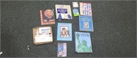 Assortment vintage stamp albums in stamps