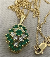14KT YELLOW GOLD 1.07CTS EMERALD & .60CTS DIA.