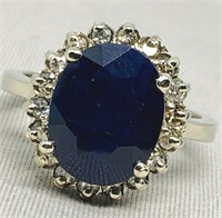 14KT WHITE GOLD 5.90 CTS SAPPHIRE & .50CTS DIA.
