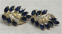 14KT YELLOW GOLD 1.50CTS SAPPHIRE & .20CTS DIA.
