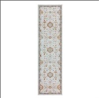 Centenno Collection Runner Area Rug, Ivory & Blue