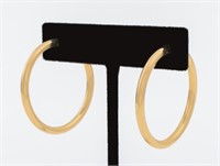 Modern Turkish 14K Yellow Gold Clip Hoop Earrings