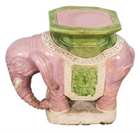 Glazed Earthenware Elephant-Form Garden Seat