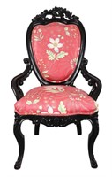 American Rococo Revival Ebonized Slipper Chair