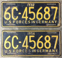 (2)1956 U.S. FORCES IN GERMANY LICENSE PLATES