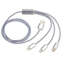 3 - 3-in-1 Long Charging Cables, White 3'