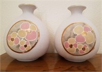 Pair Of Ceramic Vases 8" Tall Each