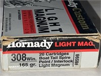 SR) 308 Hornady Light Mag cartridges 165 grain.