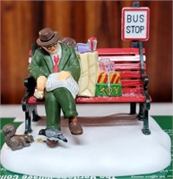 Dept 56 Christmas in the City Asleep At Bus Stop