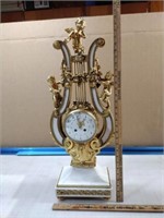 French Gilt Bronz & Marble Clock