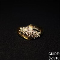 2.7dwt, 10kt Yellow-Gold Ring /w Diamond & Swirl