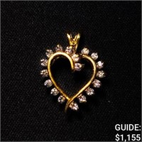 1.5dwt, 14kt Small Yellow-Gold Open Heart Pendant