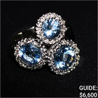 6.6dwt, 14kt Stylized White-Gold Ring /w 3 Color
