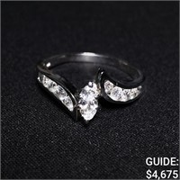 2.5dwt, 14kt Stylized White-Gold Ring /w Diamonds