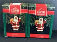 Lot of two 1992 Hallmark Keepsake "Cheerful Santa"