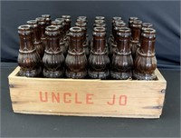 Rare case of vintage "Uncle Jo" brown soda bottles