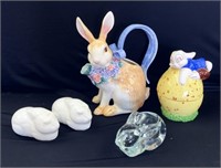 Easter-themed ceramic and glass decorations includ