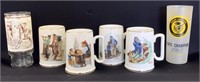 Assorted vintage drinkware including collectible g