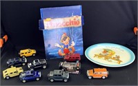 Assorted collectible items including die cast cars