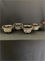 Set of 4 black "Crock Pot" stoneware soup bowls wi