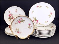 Vintage dishware including Moss Rose dinner plates