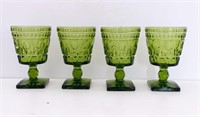 1 of 2: Set of 4 vintage green Indiana Glass wine