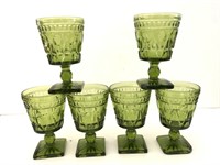 Set of 6 vintage green Indiana Glass wine goblets