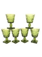 Set of 6 vintage green Indiana Glass small wine go