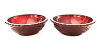 Set of two beautiful Avon ruby crystal glass bowls