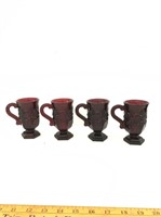 1 of 3: Set of 4 Avon ruby glass crystal mugs