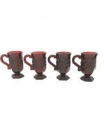 2 of 3: Set of 4 Avon ruby glass crystal mugs