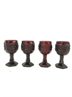 2 of 3: Set of 4 Avon small ruby glass crystal gob