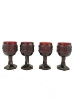 3 of 3: Set of 4 Avon small ruby glass crystal gob