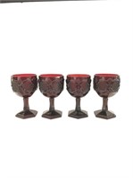 1 of 3: Set of 4 Avon large ruby glass crystal gob