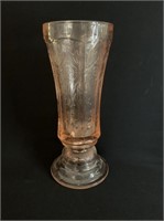 Small blush depression glass vase