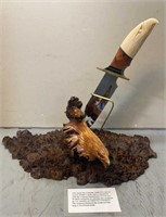 Hand Crafted Knife & Burl Wood Display