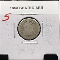 1853 SEATED LEBERTY SILVER DIME