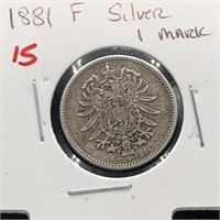 1881-F SILVER 1 MARK COIN