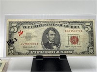 1963 $5 RED SEAL CURRENCY NOTE