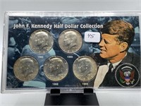 JFK HALF DOLLAR COLLECTION 5 SILVER HALVES