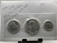 1976 3 COIN SILVER UNC COIN SET