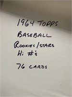 QTY 76 1964 TOPPS BASEBALL CARDS ROOKIES & STARS