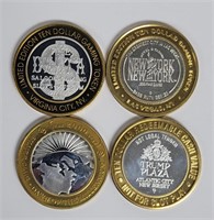 Lot of 4 .999 Pure Silver Gaming Tokens #3