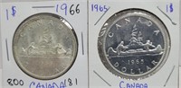 1965 and 1966 Canadian Dollar Coins