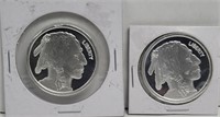 2 Fine  Silver .999 Indian Buffalo Coins 1/2 oz