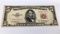 1953 Series A Red Series Five Dollar Bill
