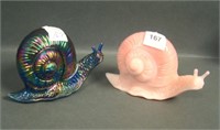 Two Fenton Art Glass Snails