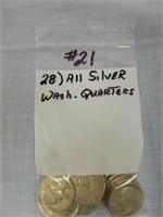 (28) All Silver Washington Quarters