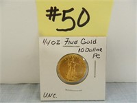 1/4 oz. Fine Gold $10 Dollar Piece UNC